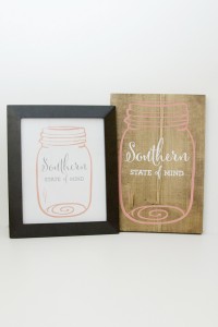 Southern State of Mind Mason Jar free printable and board
