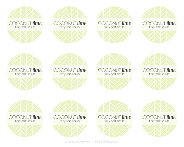 Coconut Lime Fizzy Salt Scrub Plus Free Printable Label - Circle