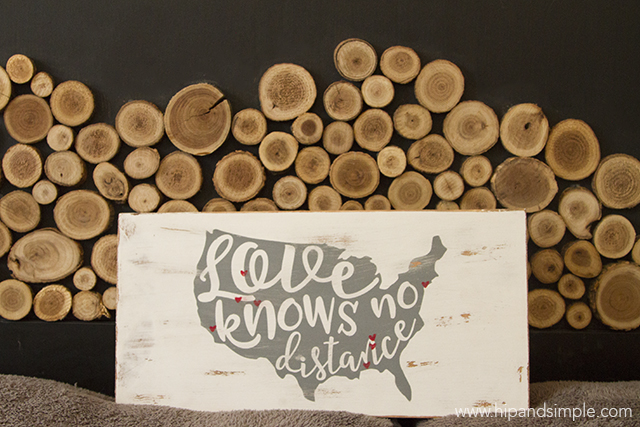 DIY USA Love Knows No Distance Wood Sign with Free Cut Files